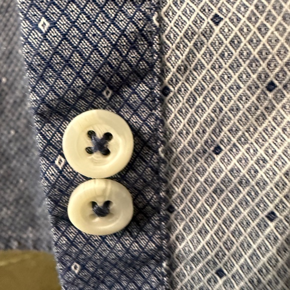 Marc Anthony Slim Fit Stretch Button-Up Shirt XL – Blue Micro-Pattern - Picture 6 of 14